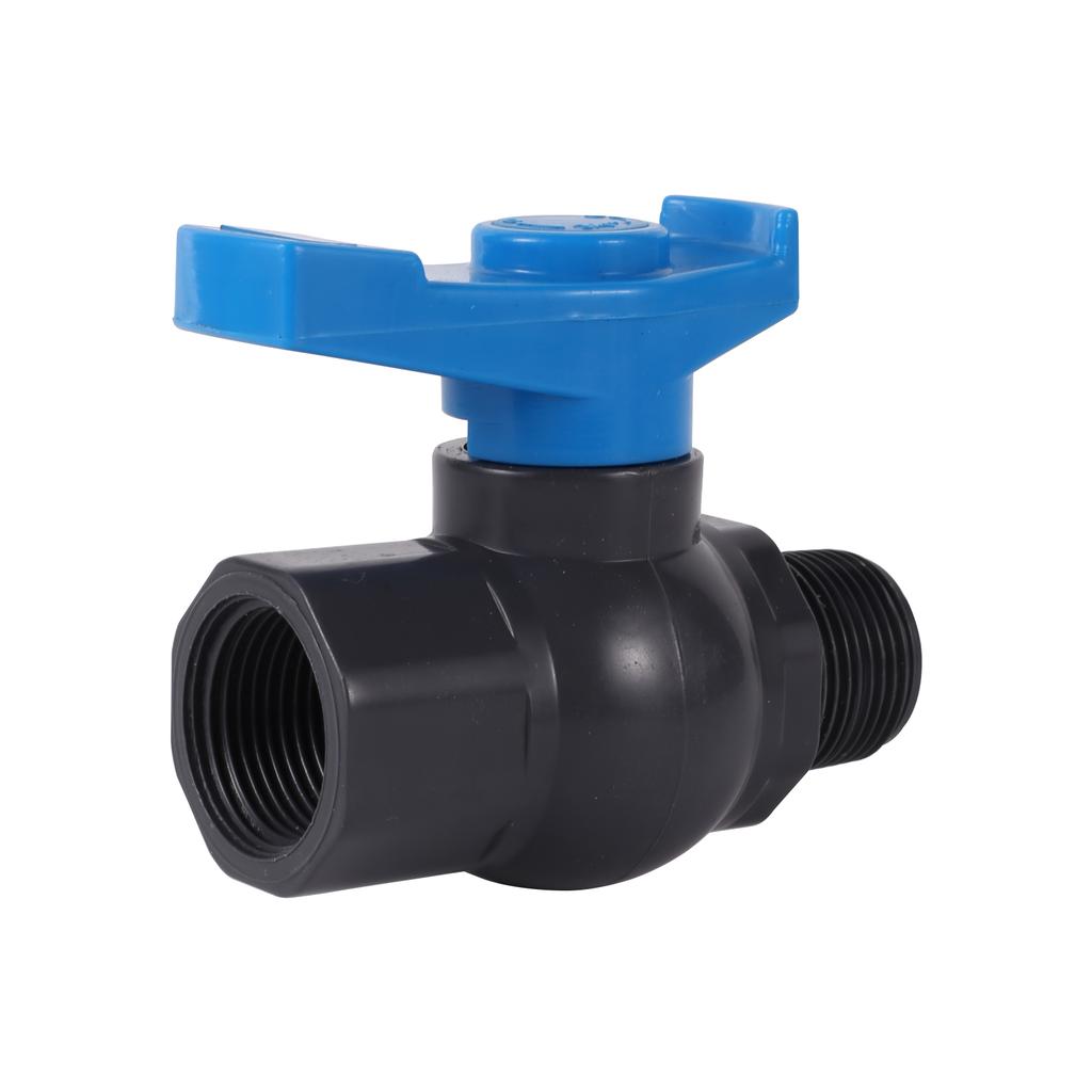 PVC Ball Valve 3/4" 1" Female Thread Male Thread Valve Switch Garden Irrigation Water Pipe Joint Internal to External Thread 1Pc