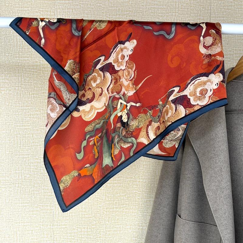 

Chinese style hangzhou silk mulberry silk scarf women s spring summer 70cm chinese square scarf 68X68