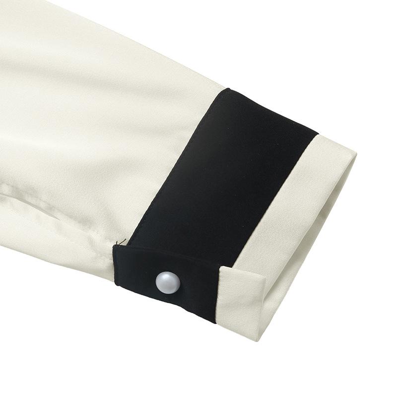 YYFS Dámská móda Ležérní Jaro Podzim Barevný blokový potisk Halenky a košile s dlouhým rukávem a výstřihem do V