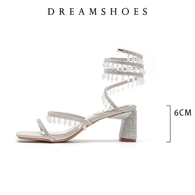 

Fashion 2025 Women s New Shimmering Crystals Summer Shoes Tassel Crystal Shoes Sexy Banquet Party Twin Stiletto Women s Large Sandals 40