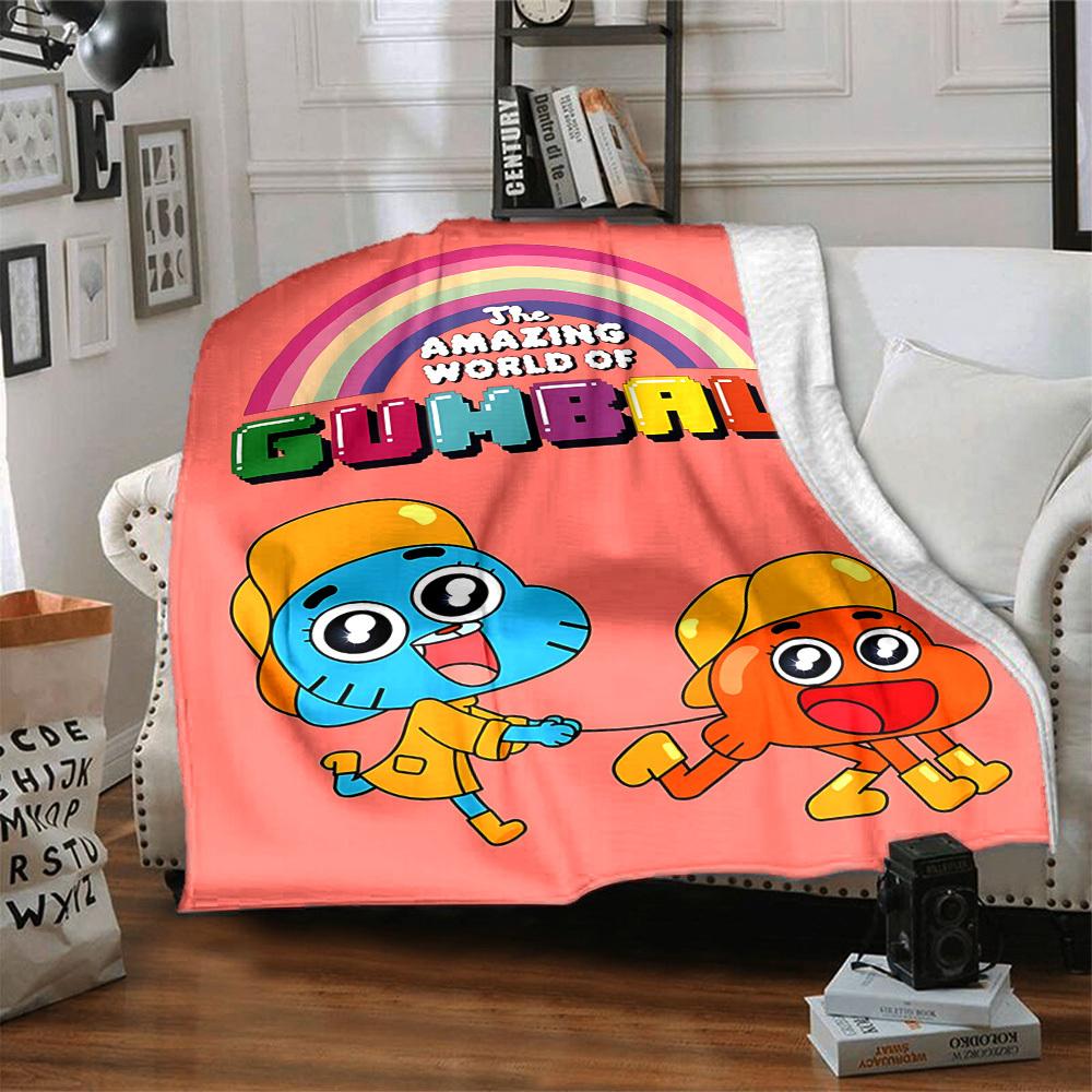 1pc The Amazing World of Gumball Cozy Print Blanket Lightweight Warm Flannel Throw Blanket For Sofa, Bed, Living Room