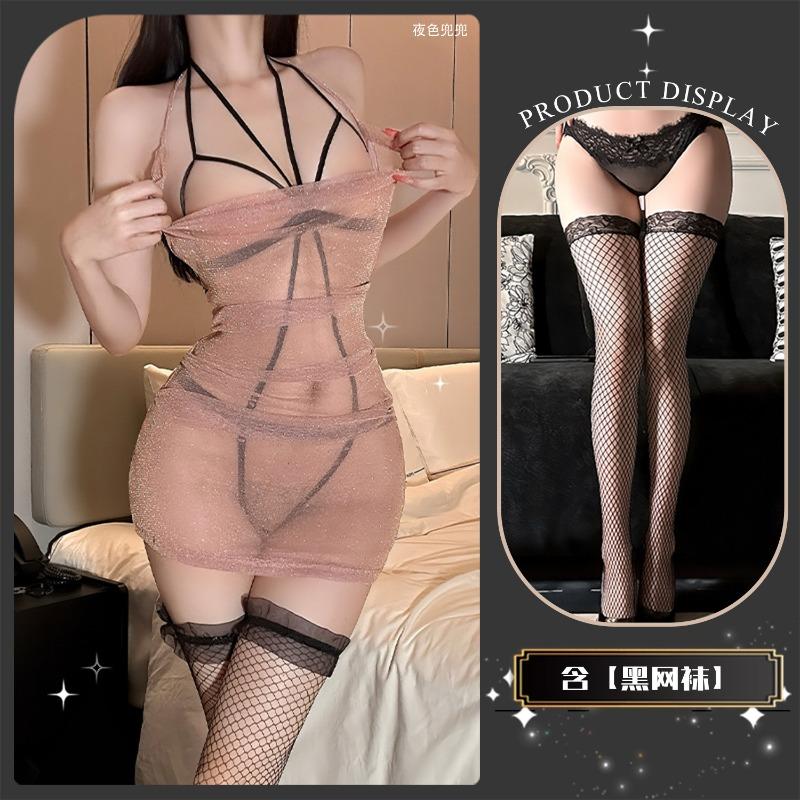 Sexy Underwear, Sexy Tight Pajamas, Hot Temptation, Perspective Hip-wrapped Nightdress Set Qqny Abstinence