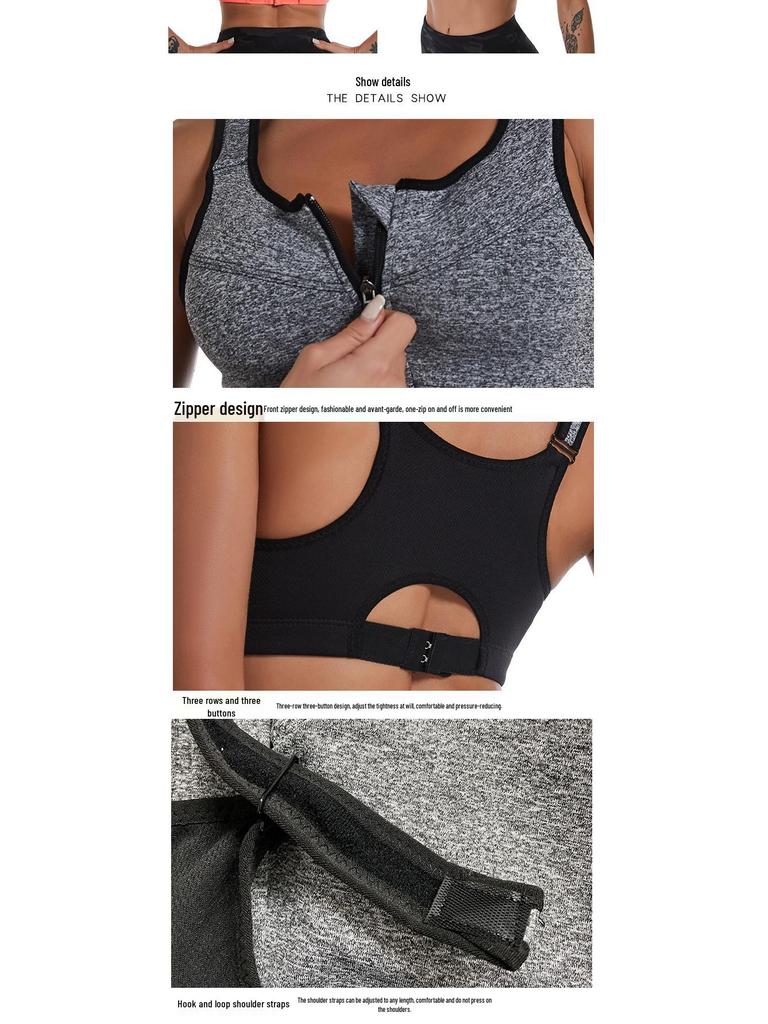 Reggiseno Sportivo con Zip Taglie Forti - Senza Ferretto Antishock Gilet per Yoga e Corsa