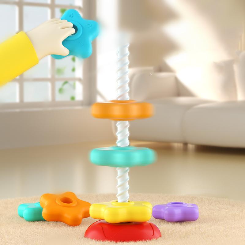 Rainbow Nesting Stacking Toy - Musical Turret Rings for Babies 1-3 Years, Montessori Early Learning Puzzle & Sensory Infant Toy