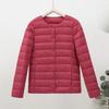 Women's Crew Neck Long Sleeve Slim Fit Lightweight Puffer Coat Short Down Jacket