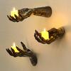 Halloween Decorations Indoor Gothic Decor Pack Of 3 Wall Mounted Hands Creepy Reaching Hands With Lighted Candles For Gothic Wall Decorations