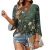 Long Sleeve Shirts for Women V Neck Floral Print Womens Long Sleeve Tops Casual Loose Long Sleeve T Shirt Women Stylish Long Sleeve Tops for Women