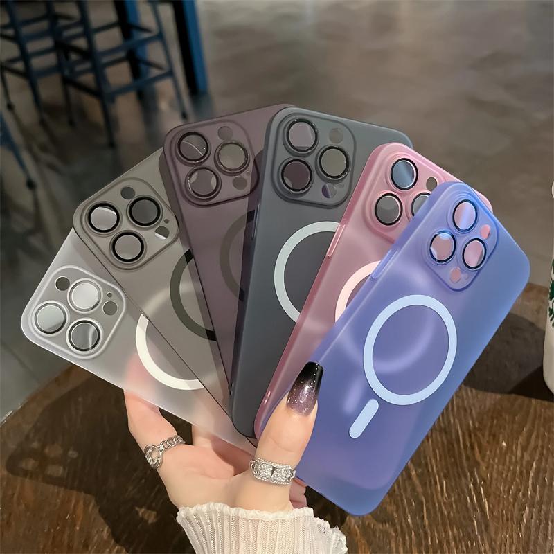 Ultra Thin Matte For Magsafe Magnetic Wireless Charge Case For iPhone 15 14 13 12 11 Pro Max 15 Plus Translucent Hard PC Cover
