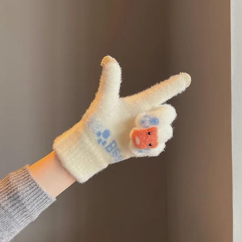 Women's Warm Touchscreen Wool Gloves - Cute, Thick, Knitted for Winter, Cycling & Cold Protection