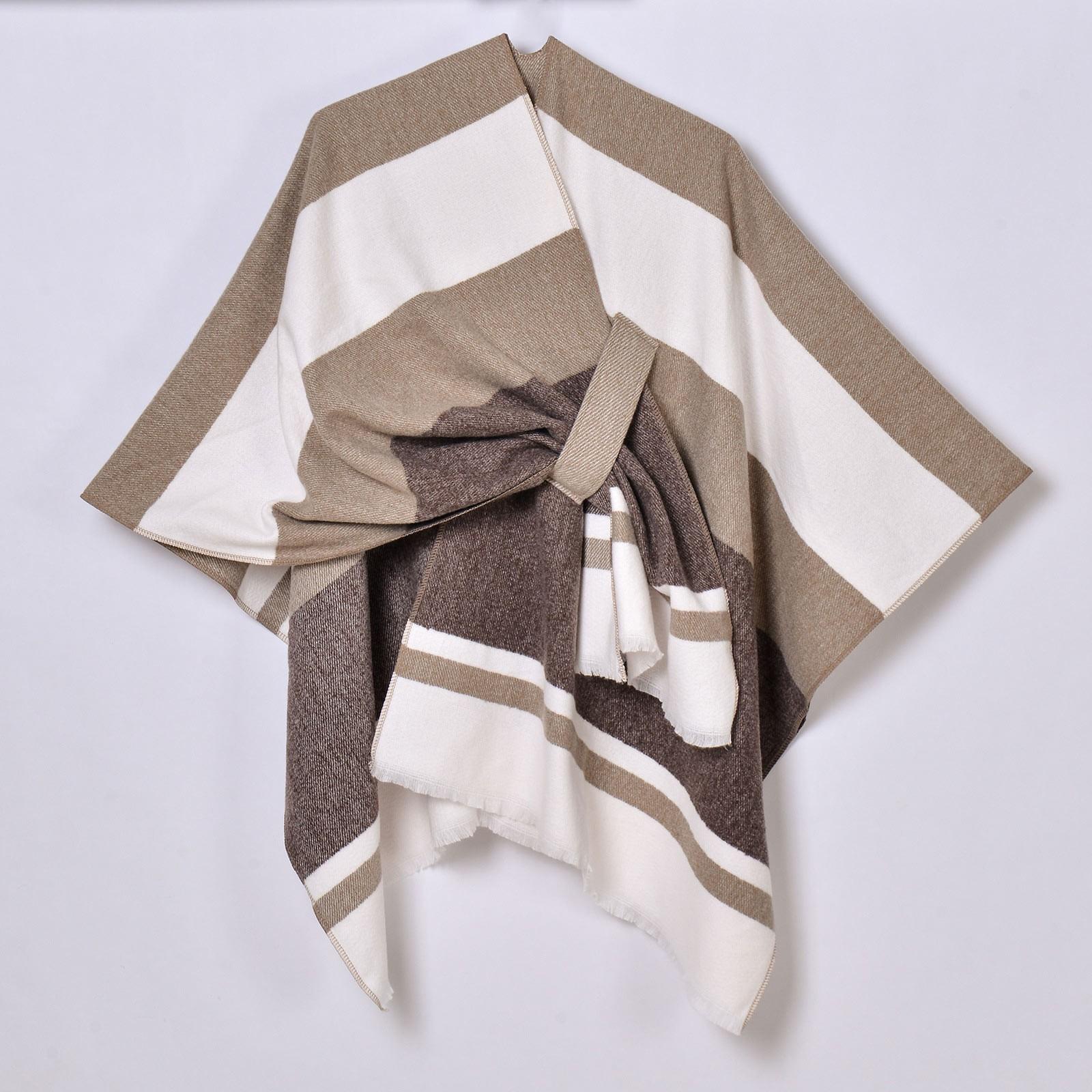 

Женская весенне-зимняя повязка в полоску, теплая накидка, шарф, шаль из искусственного кашемира One Size кофейный