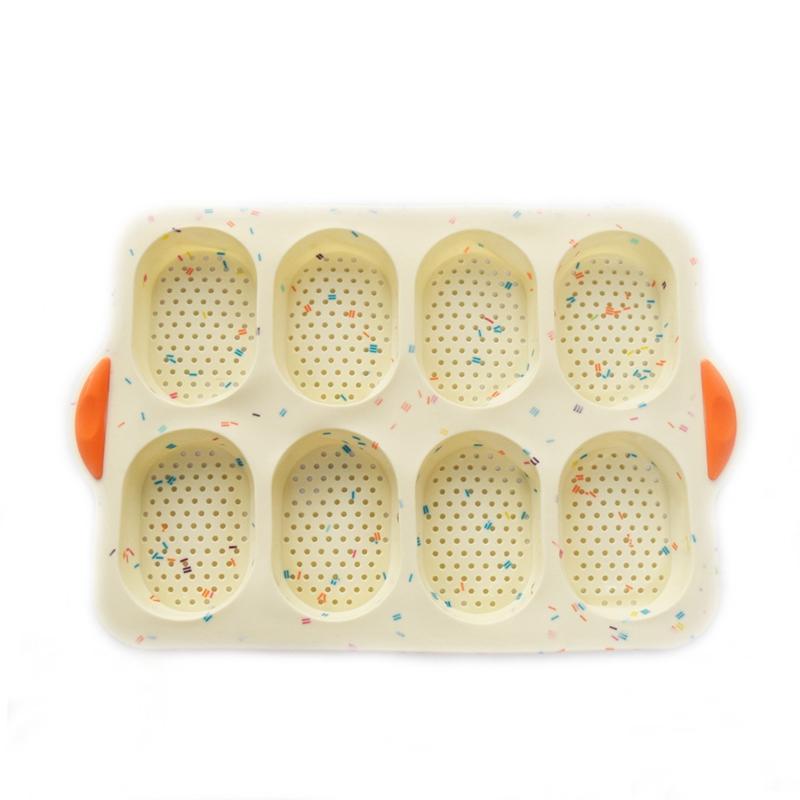 8 Grids Non-stick Siliconen Cakevorm Franse Broodvorm Hittebestendige Burger Muffin Pan Lade Cupcake Keuken Diy Bakvorm