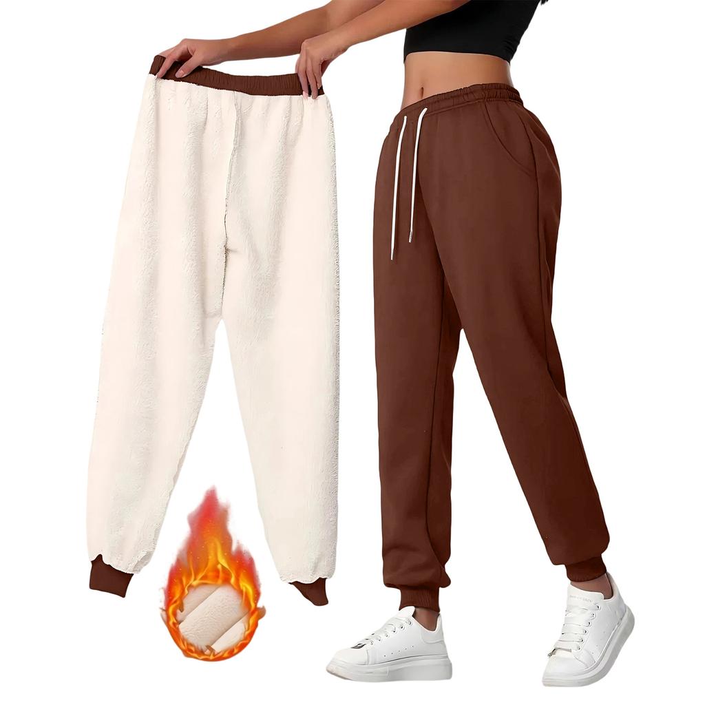 Ladies' Fashionable Casual Sweatpants With Thickened Pockets And Drawstring For Warmth