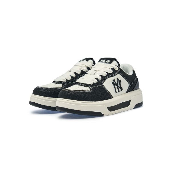 MLB New York Yankees Color Block Soft Rubber Double Lace Thick Sole Sneakers Unisex Sneakers 3ASXL116N-50BKS