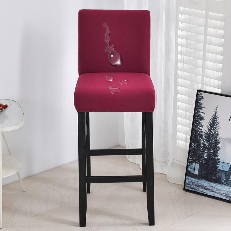 Waterproof Short Back Bar Chair Cover Solid color Stretch Swivel Chair Cover Stretch Small Size Bar Stool Seat Covers for Hotel Banquet Dinin