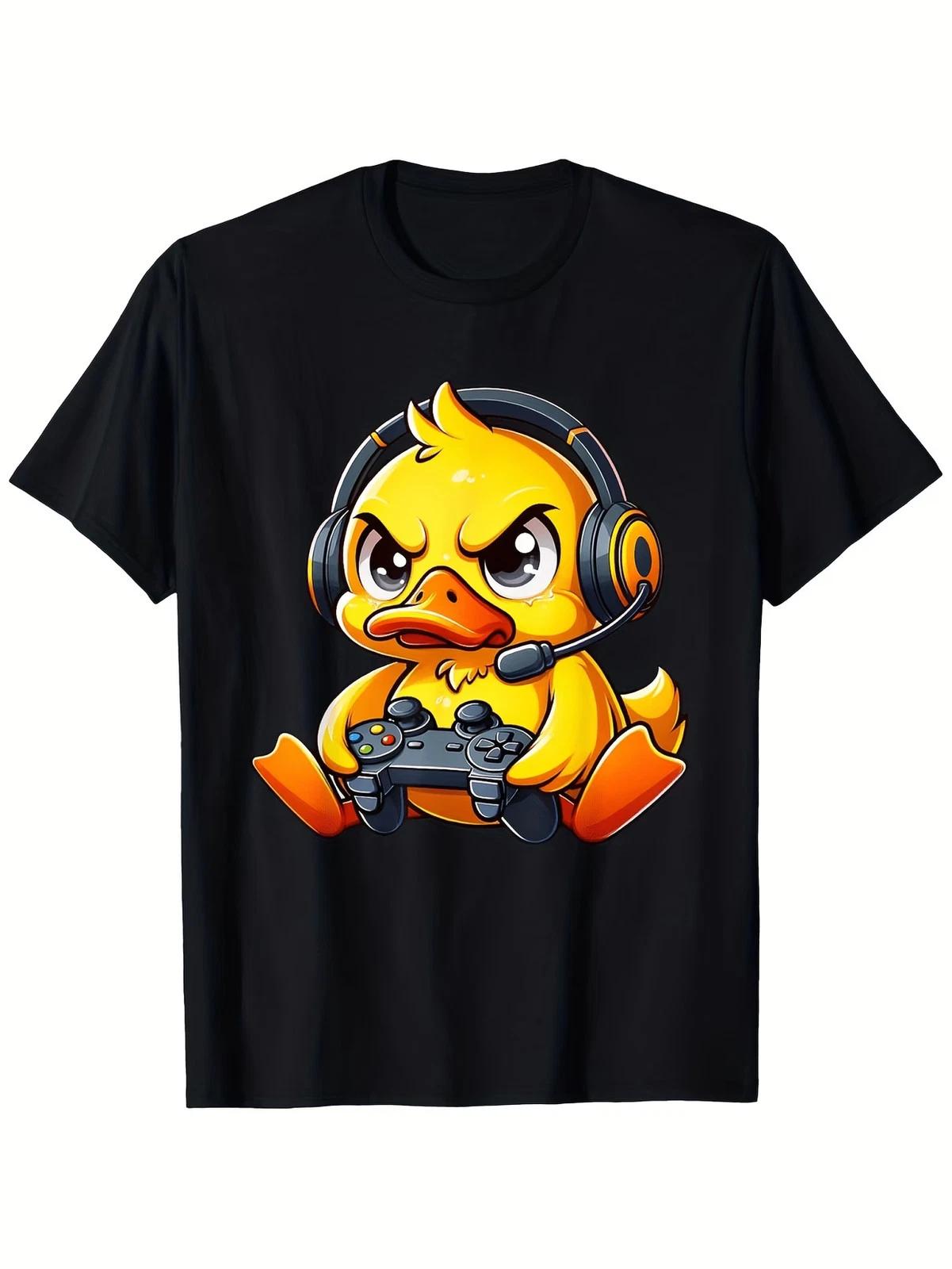 Funny Duck Gamer T-Shirt with Headphones & Controllers - Retro Gaming Graphic Te XXXL