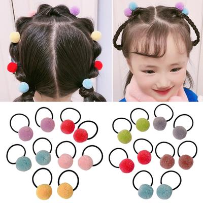 10 Pcs Children Hair Rope Plush Ball High Elasticity Anti-slip Reusable