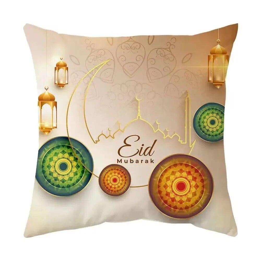 2024 Eid Mubarak Pillowcase Short Plush Comfortable Cushion Cover Islamic Ramadan Decorative Mosque Muslim Pillowcase Gift