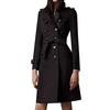 Womens Winter Lapel Double-Breasted SlimLong Trench Coat Overcoat 