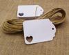 100 Pcs Wedding Favor Hang Tag Rectangular Shape Heart Punched Gift Tags with Free Natural Jute Twine