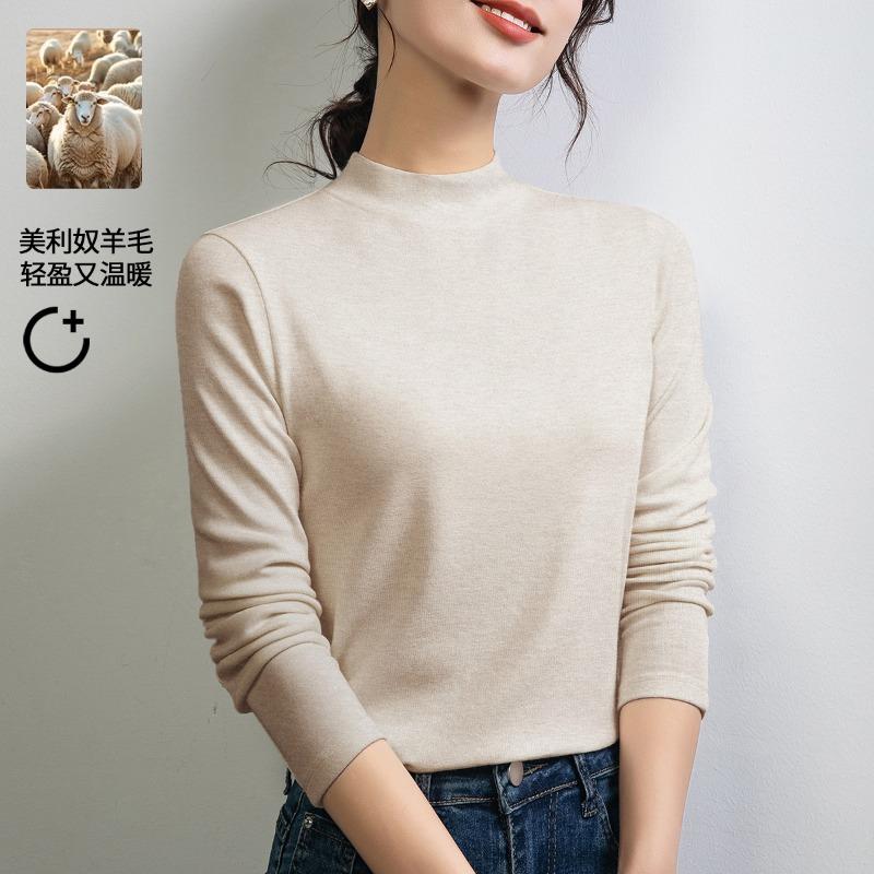 

Осень и зима новая женская одежда Тенсел шерсть смесовая полувысокая горловина универсальная посадка удобная с длинным рукавом женская XXXL