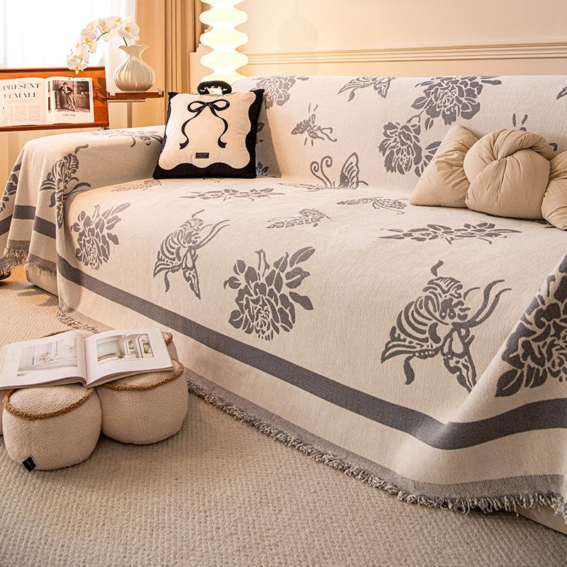 2024 new chenille sofa cover cloth, universal in all seasons, simple light luxury, high-end full cover dust-proof sofa towel blanket