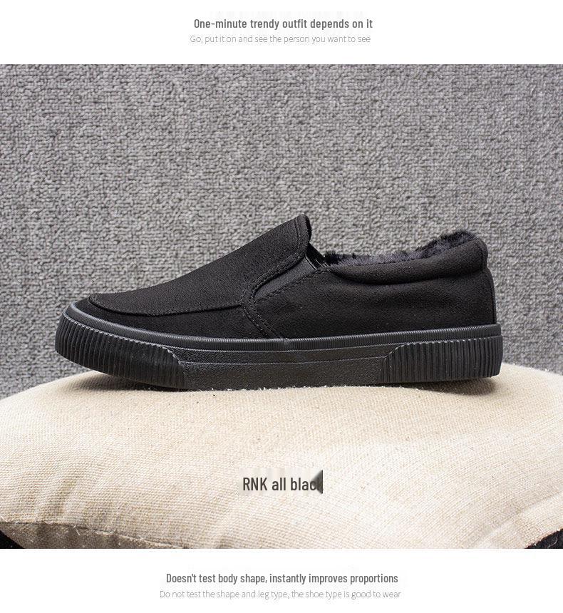 Men's Winter Fleece-Lined Canvas Loafers - Slip-On, Warm Casual Shoes