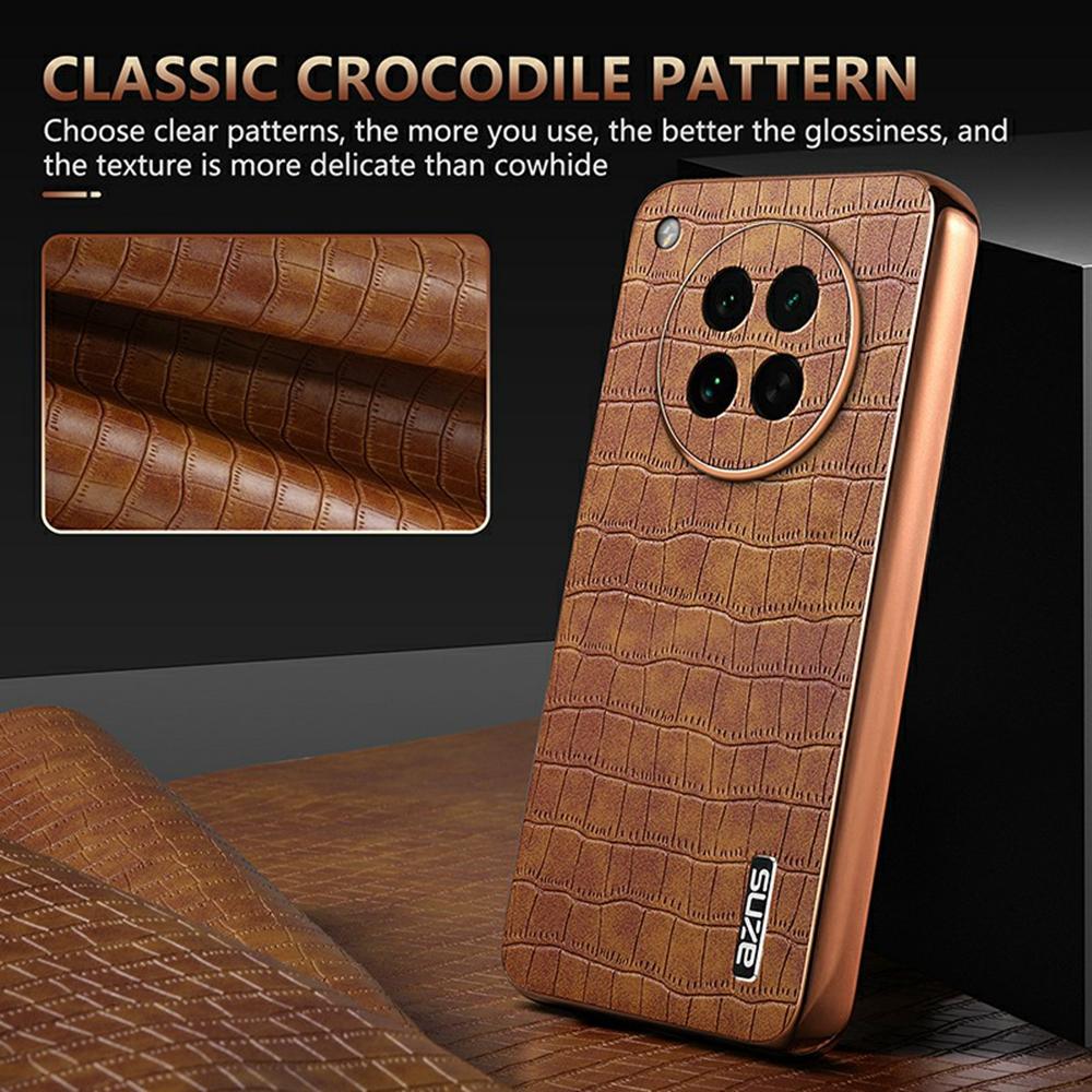 AZNS For Oppo Find X8s 5G Case Electroplating Crocodile Texture PU + TPU Phone Cover