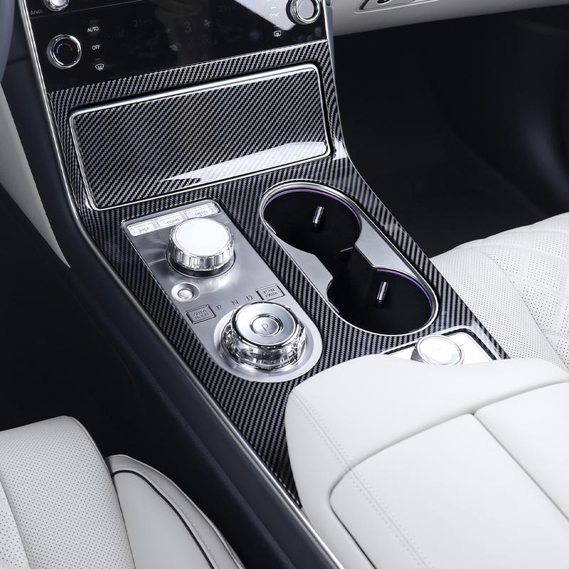 Carbon Fiber Central Console Gear Water Cup Panel Frame Cover Trim For Genesis GV80 2025 2026 LHD Car Tuning Supplies