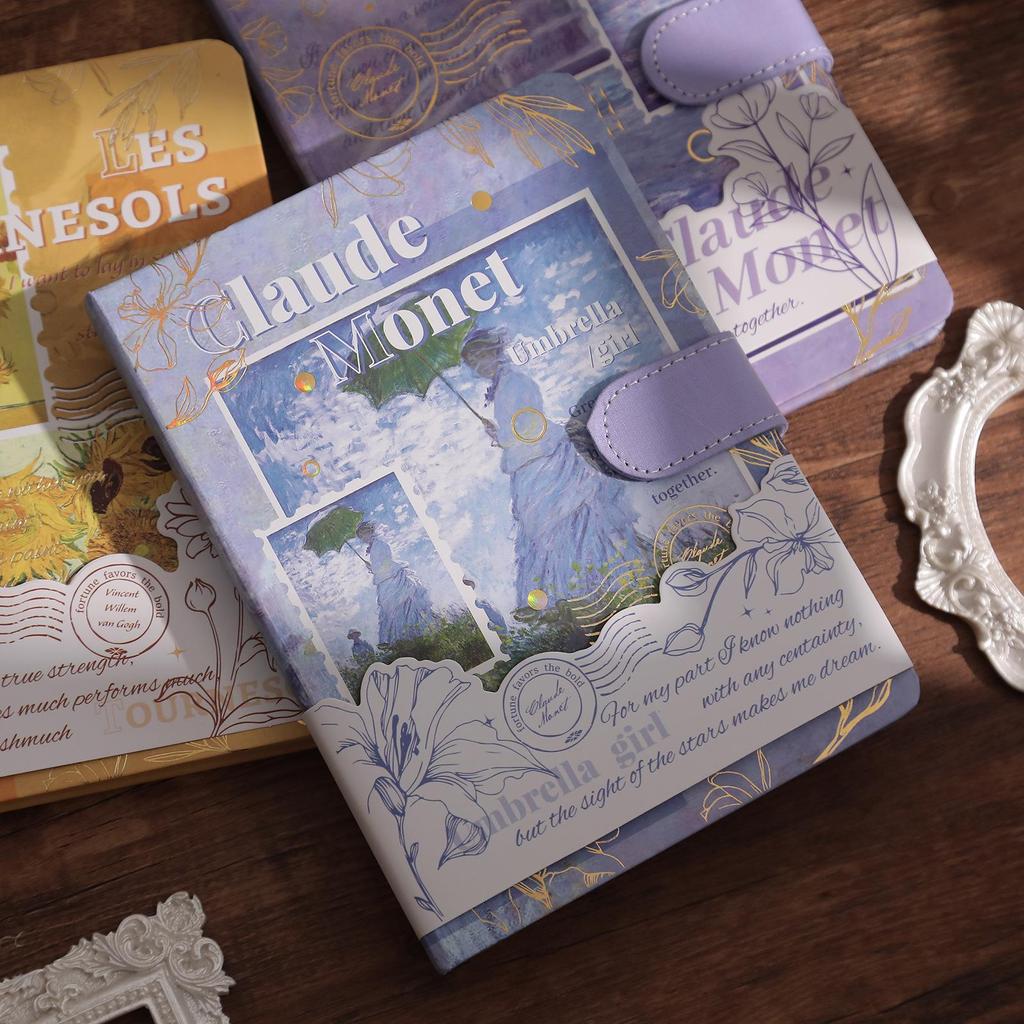 Artistic Oil Painting Notebook Gift Set with Retro PU Magnetic Buckle - Ideal for Business or Student Souvenirs.