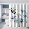 1 Floral Shower Curtain With Hooks, Watercolor Daisy Print, Polyester Fabric, Machine Washable, Bathroom Decor For All Seasons