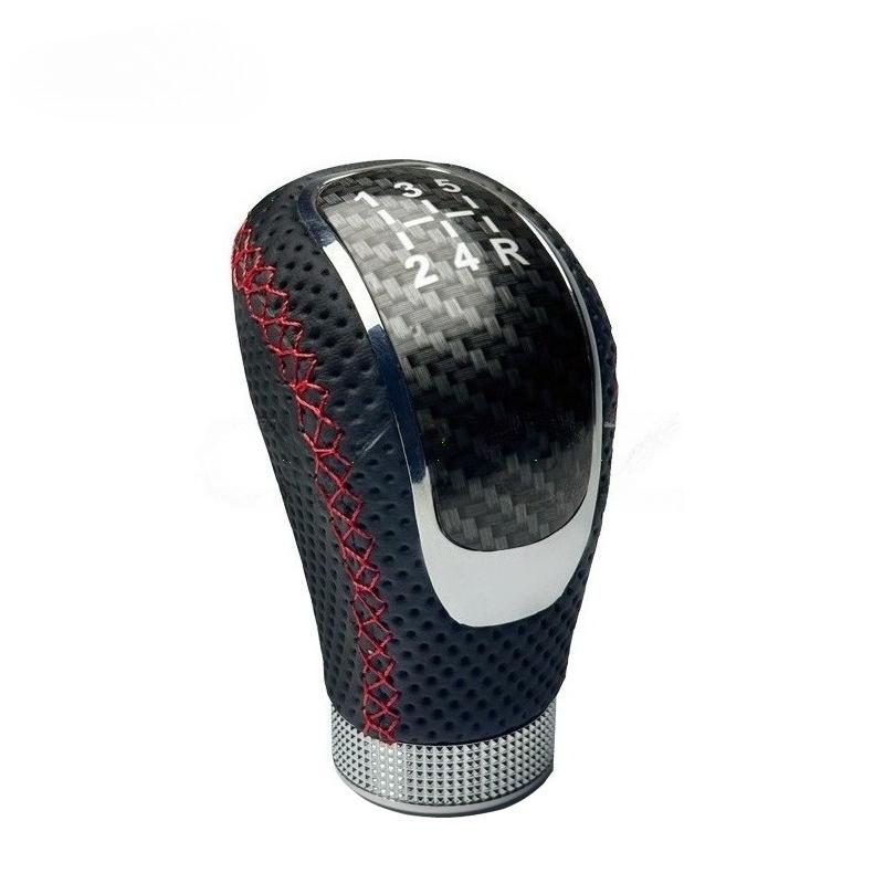 5 Speed Leather Red Gear Knob Car Gear Shift Knobs Universal Shifter Knob Gear Stick Shift Knobs Lever Manual Transmission