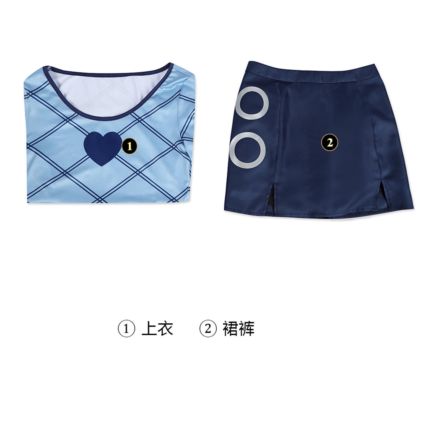 

Костюм для второго сезона живого действия, комплект топ и шорты небесно-голубого цвета с принтом в виде сердец, вдохновленный Нами, наряд для косплея на Хэллоуин для женщин XXXL