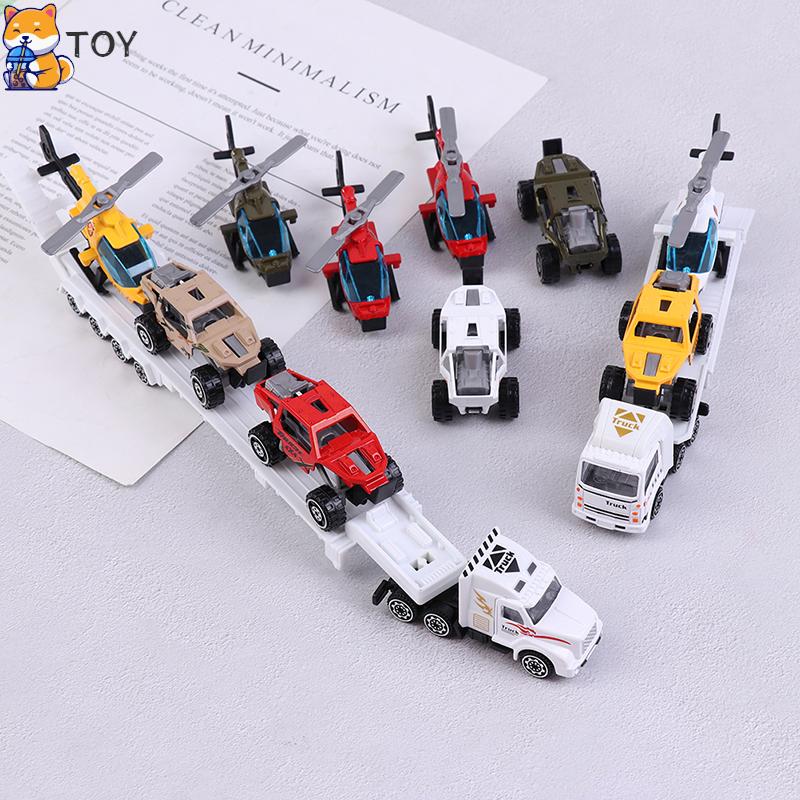 1PCS Children’s Helicopter Toy Alloy Truck Trailer Off-road Vehicle Model Military Ornaments Boy Toy Simulation Christmas Gift