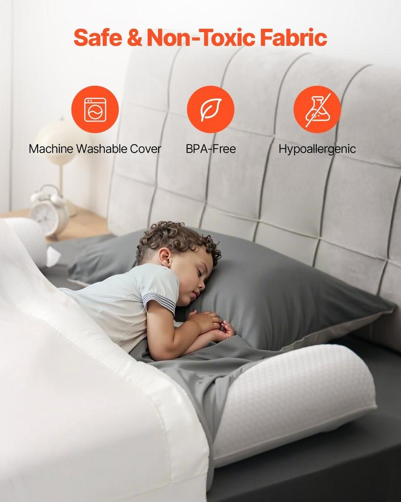 Bed Bumper for Toddlers 52 in Inflatable Bed Guard Rail with Flap 2 Packs
