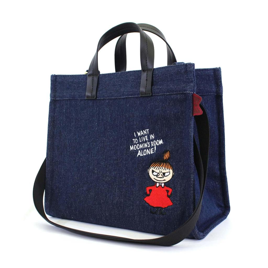 Hapitas MC16 Moomin Little My Tote Bag with Wide Denim Blue 2-Way Gusset, Women's,