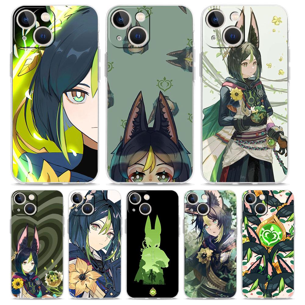 Luxury Case For iPhone 15 14 13 12 11 Pro Max X Xs XR 7 8 Plus Bumper Phone Cases Clear TPU Cover Game Genshin Impact Tighnari