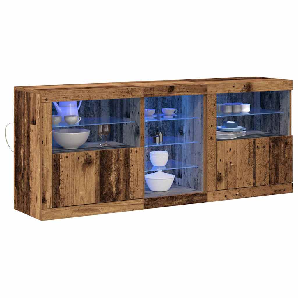 LED Sideboard Reclaimed Wood Look 162 x 37 x 67 cm Engineered Wood