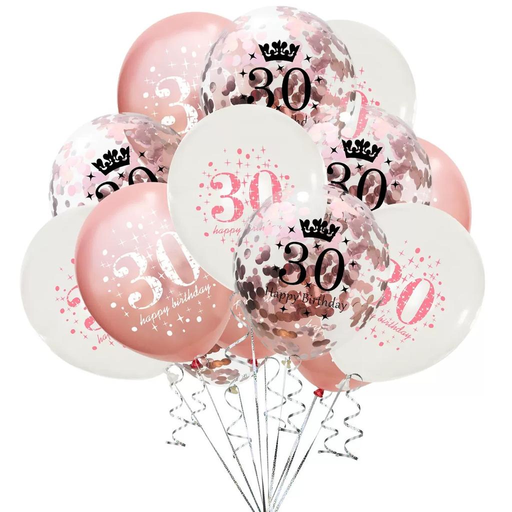 15pcs Birthday Inflatable Confetti Number Balloons 18 21 30 40 50 60 70 Year Party Decoration Adult Digit Helium Birthday Balons