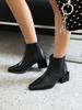 European and American snake pattern color matching thick heel small square head side zipper women's short boots