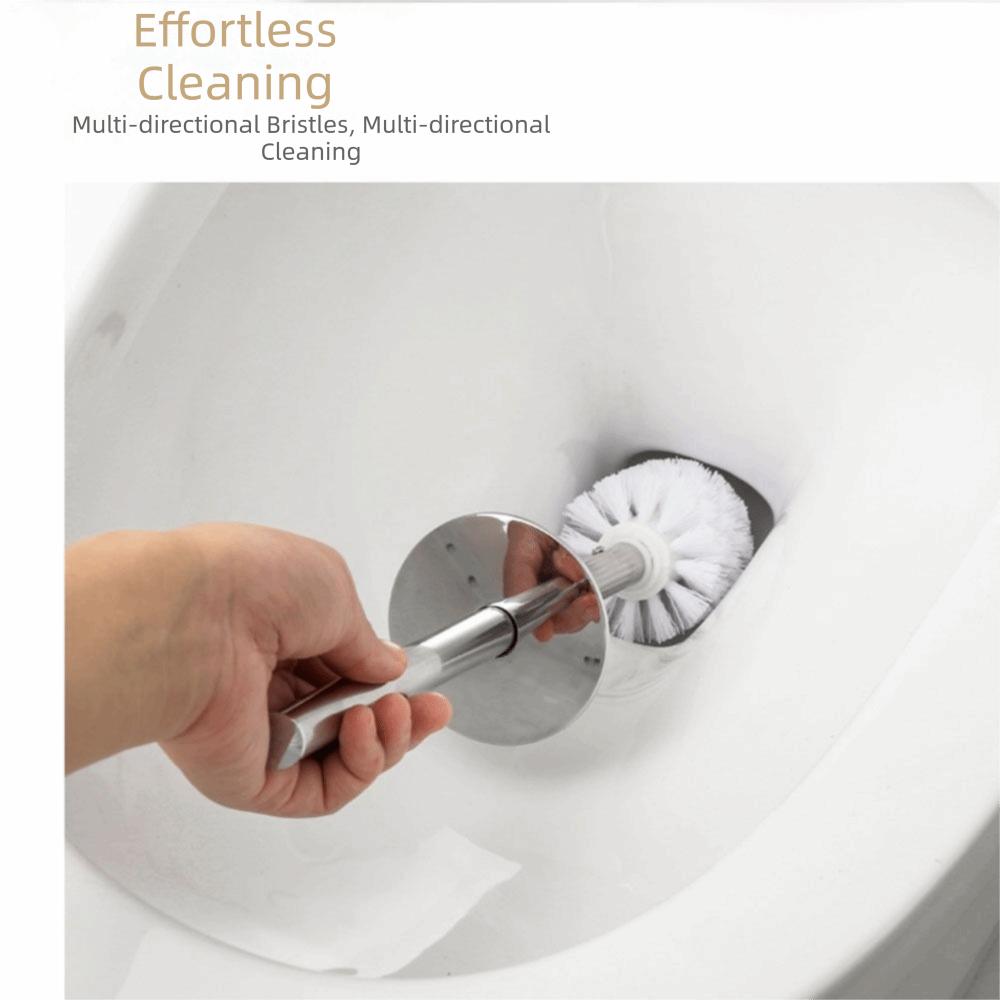 Splash Protection Toilet Bowl Brush and Holder Stainless Steel Toilet Cleaning Brush Restroom