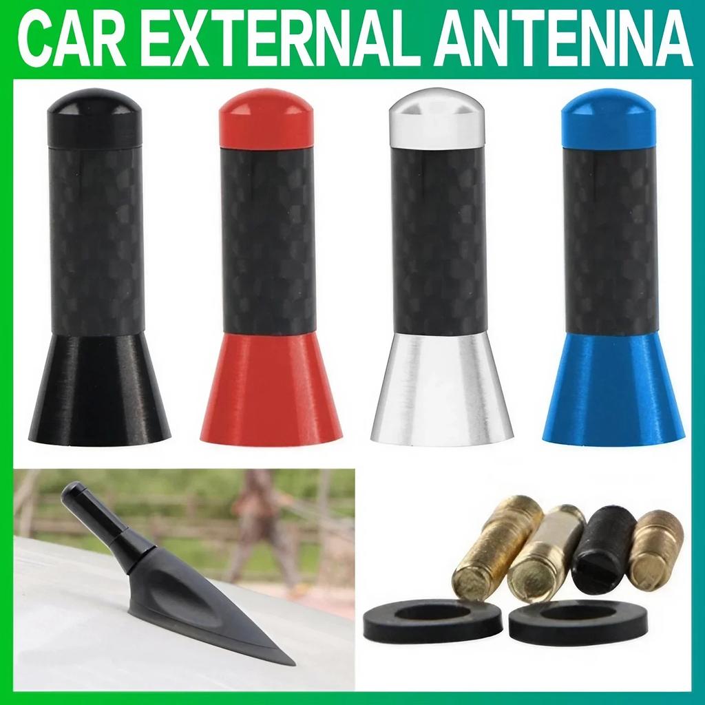 Car Accessories 3.5cm Car Styling Roof Antenna Enhanced Signal Carbon Fiber Screw Metal Short Stubby Mast Antenna Universal
