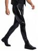 Fashion Men Pu Elastic Pants Latex Double Side Wear Men'S Pencil Pants Stage Dance Legging Slimming Tight Leg Pu Jeans Trousers