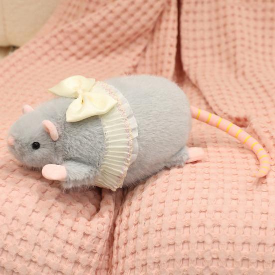 Fare Peluş Oyuncak Yumuşak Dolgulu Hayvan Sevimli Fare Bebek Dantelli Etek Fiyonk Süslemeli Çocuk Odası Masa Dekorasyonu İçin Dekoratif Peluş Fare Hediye