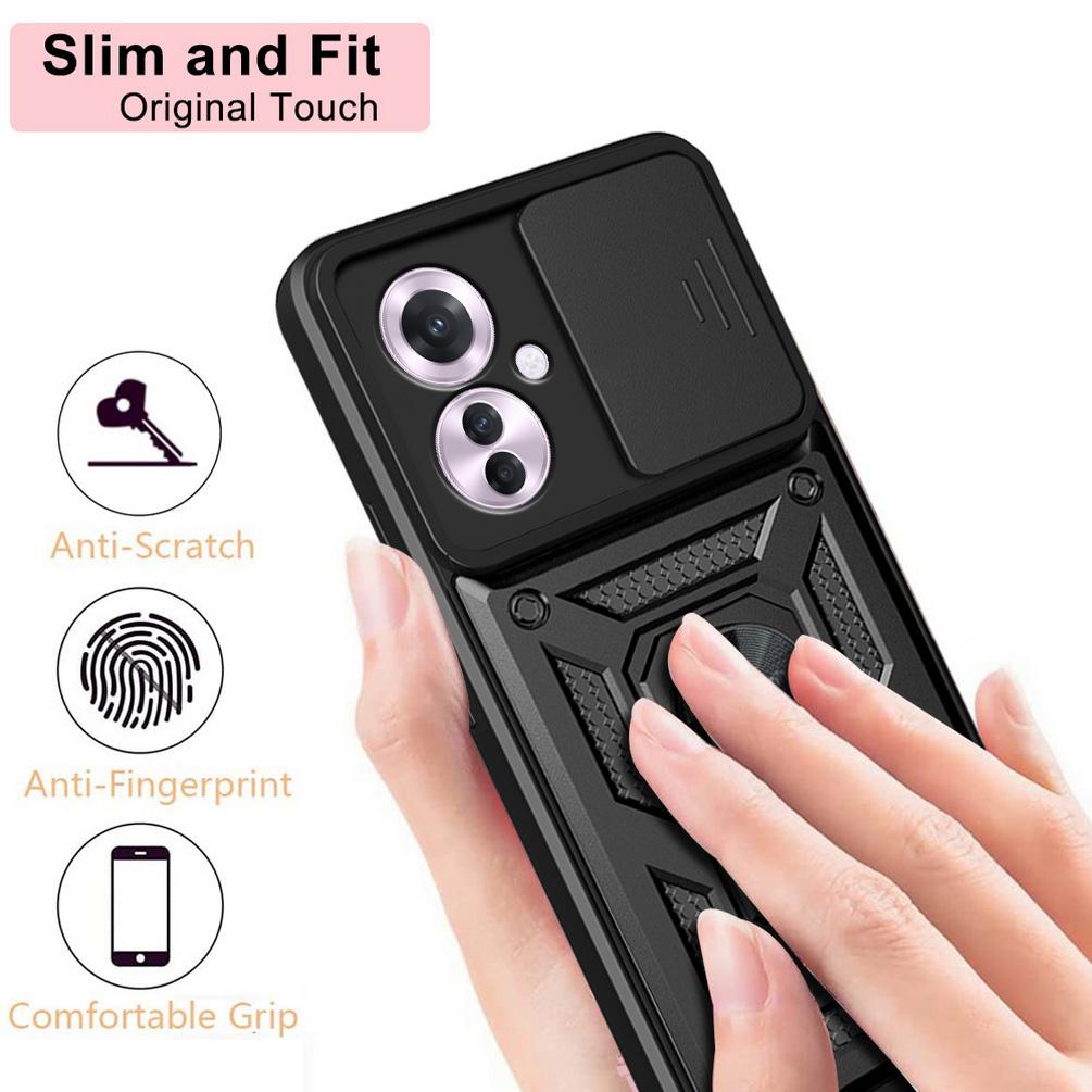 Camera Protect Case for Reno 11F 11 Pro 10 Pro Reno 8T 8 Pro + 7 Pro 7Z 6 6Z 5 OPPO Find X5 Lite Armor Hybrid Ring Cover
