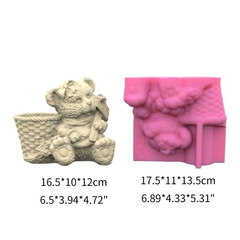 3D Love Little Bear Gypsum Silicone Molds for Making Succulent Plant Flower Pot