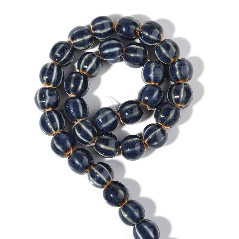 Apx 28pcs Colorful Round Spacer Beads Pumpkin Striped Ceramic Beads For DIY Bracelet Neckalce Jewelry Making Loose Bead Supplies