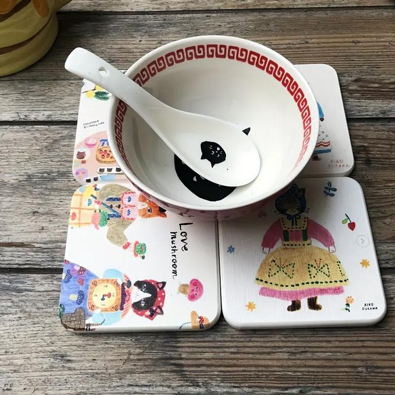 1PC Table Mats for Home Decor Cute Square Round Japanese Diatom Mud Cup Coasters Heat-Resistant Multiple Options Available