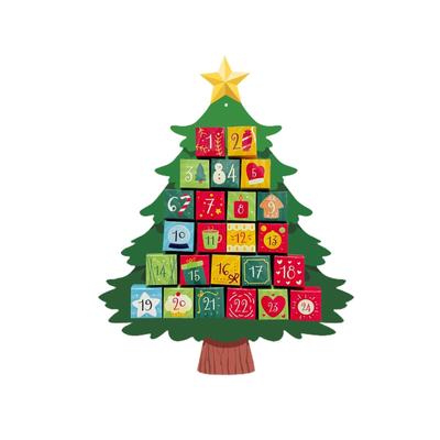 Christmas Calendar Hanging Wall Door Decoration 24 Day Countdown Reusable Advent Calendar Gift Box