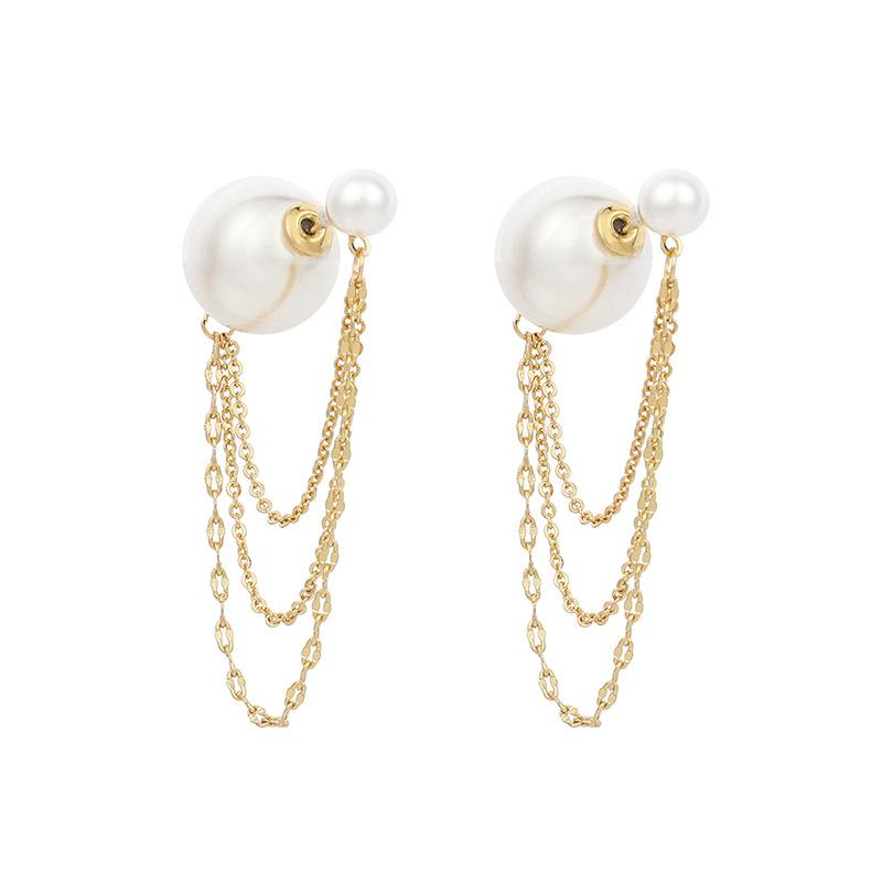 ins style simple long pearl earrings, European and American retro Hong Kong style temperament tassel earrings