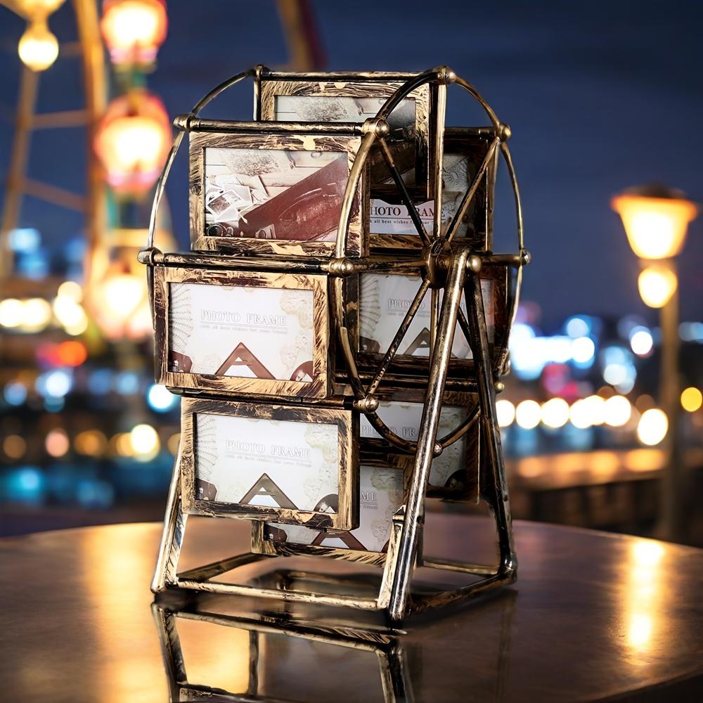 Vintage Rotating Ferris Wheel Photo Frame - 8pcs 4 Inch Picture Frames Desk Decor Gift